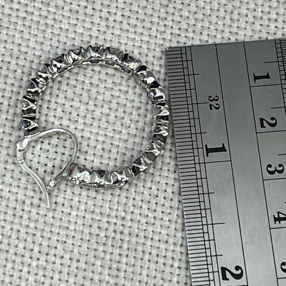 Bella Luce 925 Sterling Silver Tanzanite CZ Diamond Inside Out Hoop Earrings - Picture 8 of 16
